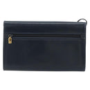 GUCCI Schultertasche Leder Navy Gold Auth BA12947-2