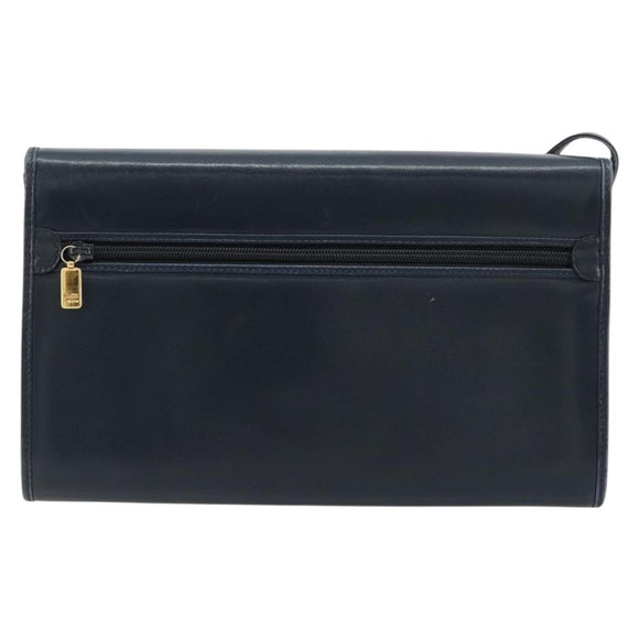 GUCCI Schultertasche Leder Navy Gold Auth BA12947