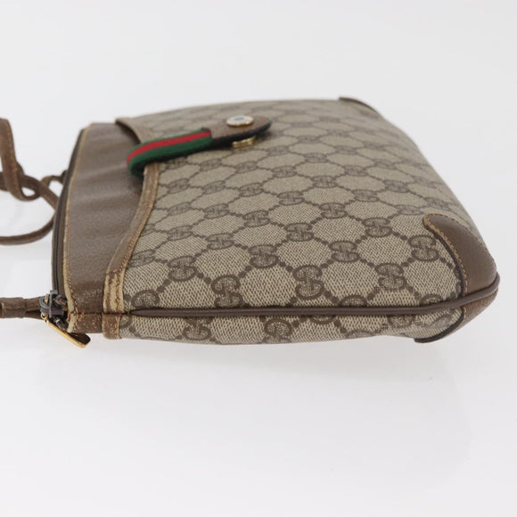 GUCCI GG Supreme Web Sherry Line Bag PVC Beige Gold 904 02 026 Auth BA12949