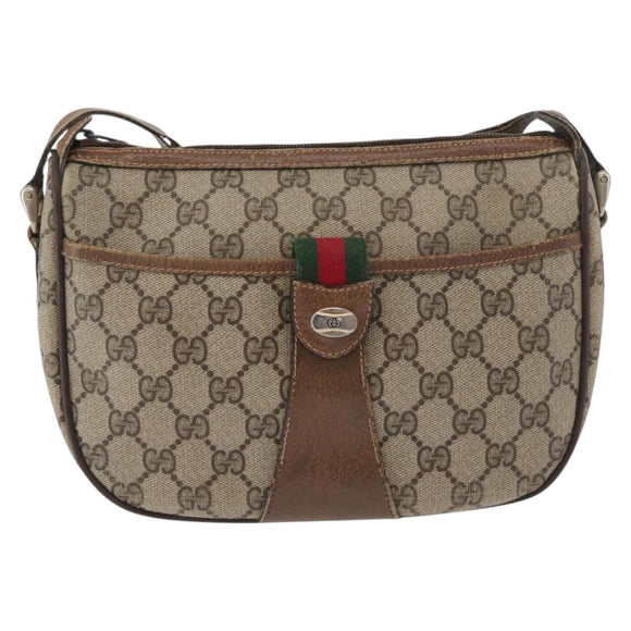 GUCCI GG Supreme Web Sherry Line Bag PVC Beige Gold 89 02 032 Auth BA12950