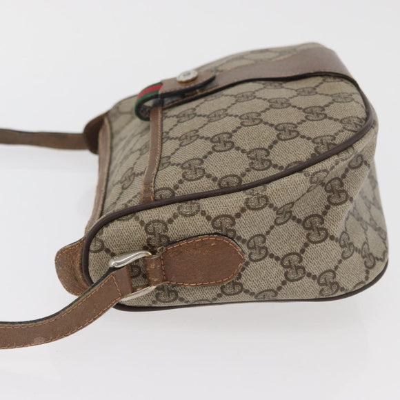 GUCCI GG Supreme Web Sherry Line Bag PVC Beige Gold 89 02 032 Auth BA12950