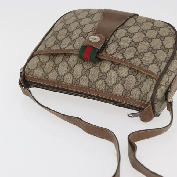 GUCCI GG Supreme Web Sherry Line Bag PVC Beige Gold 89 02 032 Auth BA12950