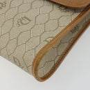 Christian Dior Honeycomb Canvas Shoulder Bag PVC Beige Gold Auth BA12951-9