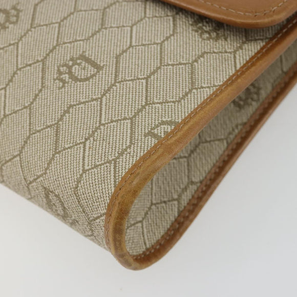 Christian Dior Honeycomb Canvas Shoulder Bag PVC Beige Gold Auth BA12951