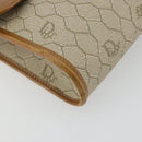 Christian Dior Honeycomb Canvas Shoulder Bag PVC Beige Gold Auth BA12951-14
