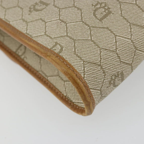 Christian Dior Honeycomb Canvas Shoulder Bag PVC Beige Gold Auth BA12951