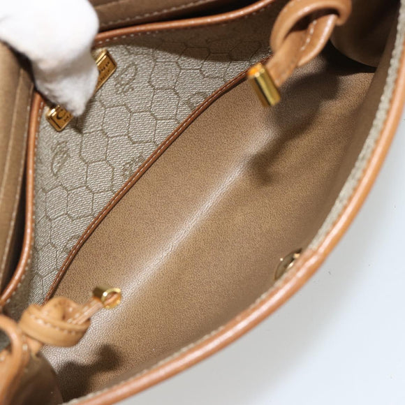 Christian Dior Honeycomb Canvas Shoulder Bag PVC Beige Gold Auth BA12951