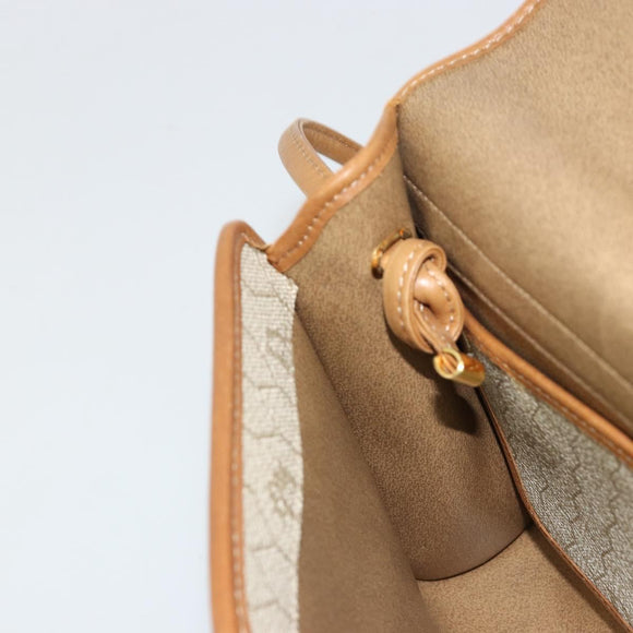 Christian Dior Honeycomb Canvas Shoulder Bag PVC Beige Gold Auth BA12951