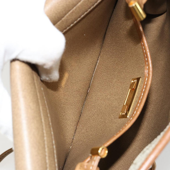 Christian Dior Honeycomb Canvas Shoulder Bag PVC Beige Gold Auth BA12951