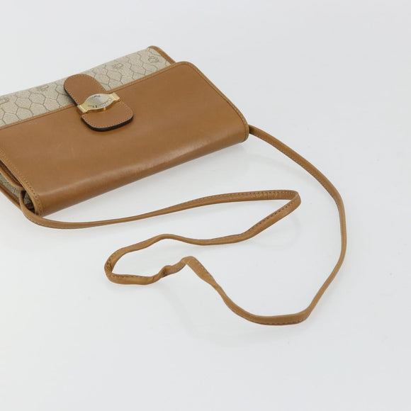 Christian Dior Honeycomb Canvas Shoulder Bag PVC Beige Gold Auth BA12951