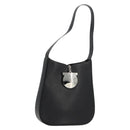 Salvatore Ferragamo Gancini Shoulder Bag Leather Black Silver Auth BA12954-1