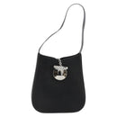 Salvatore Ferragamo Gancini Shoulder Bag Leather Black Silver Auth BA12954-2
