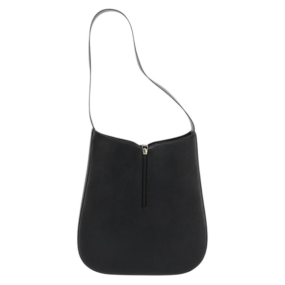 Salvatore Ferragamo Gancini Shoulder Bag Leather Black Silver Auth BA12954
