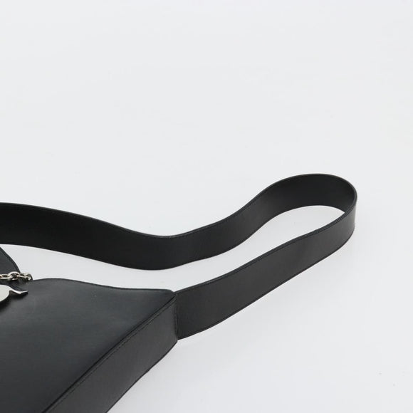 Salvatore Ferragamo Gancini Shoulder Bag Leather Black Silver Auth BA12954