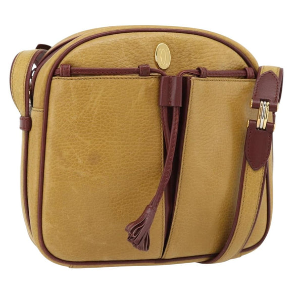CARTIER Must Line Shoulder Bag Leather Yellow Gold Auth BA12956