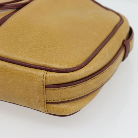 CARTIER Must Line Shoulder Bag Leather Yellow Gold Auth BA12956