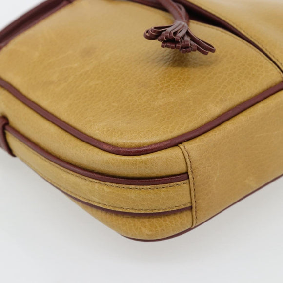CARTIER Must Line Shoulder Bag Leather Yellow Gold Auth BA12956