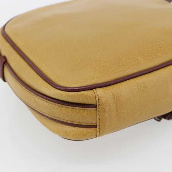 CARTIER Must Line Shoulder Bag Leather Yellow Gold Auth BA12956