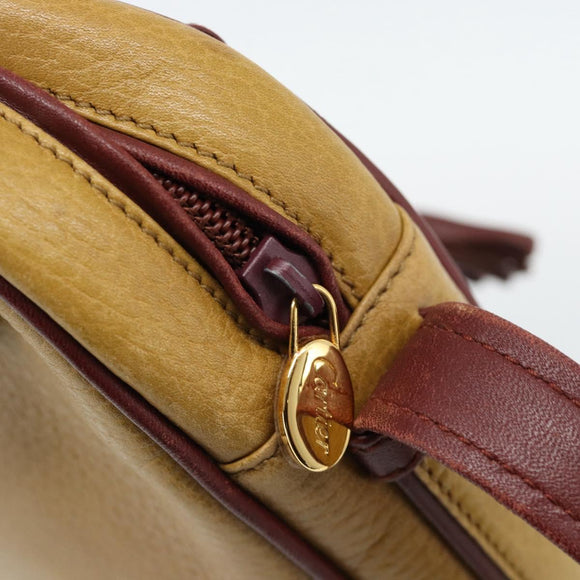 CARTIER Must Line Shoulder Bag Leather Yellow Gold Auth BA12956
