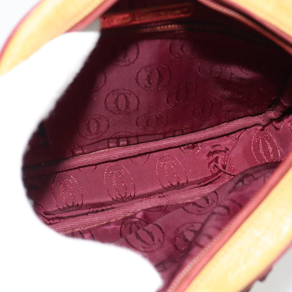 CARTIER Must Line Shoulder Bag Leather Yellow Gold Auth BA12956