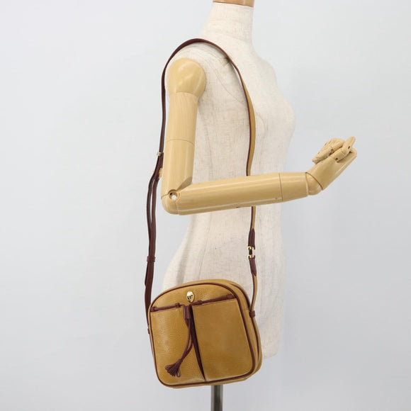 CARTIER Must Line Shoulder Bag Leather Yellow Gold Auth BA12956