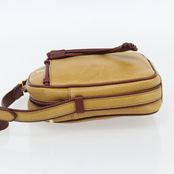CARTIER Must Line Shoulder Bag Leather Yellow Gold Auth BA12956
