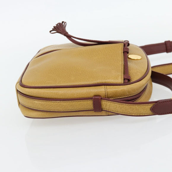 CARTIER Must Line Shoulder Bag Leather Yellow Gold Auth BA12956