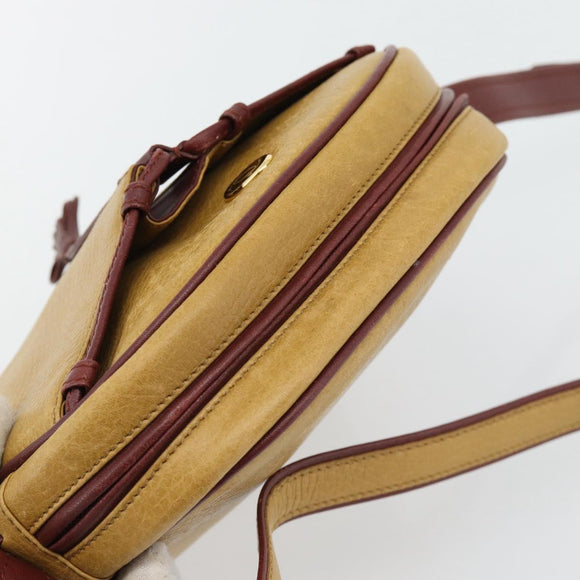 CARTIER Must Line Shoulder Bag Leather Yellow Gold Auth BA12956