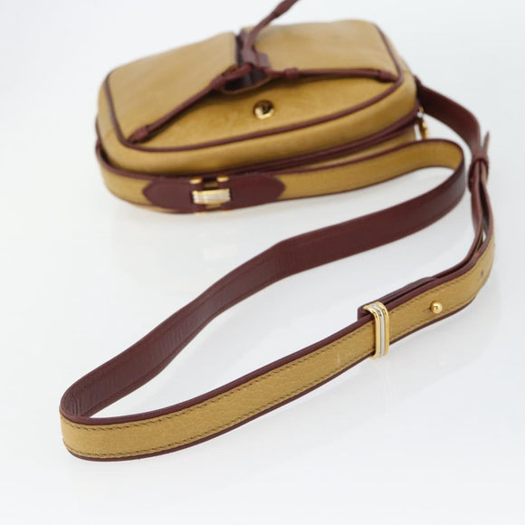 CARTIER Must Line Shoulder Bag Leather Yellow Gold Auth BA12956
