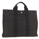 HERMES Her LineMM Hand Bag Canvas Gray Silver Auth BA12968A-1