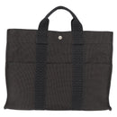 HERMES Her LineMM Hand Bag Canvas Gray Silver Auth BA12968A-3