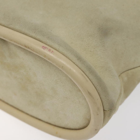 GUCCI Shoulder Bag Suede Beige Gold Auth BA1297