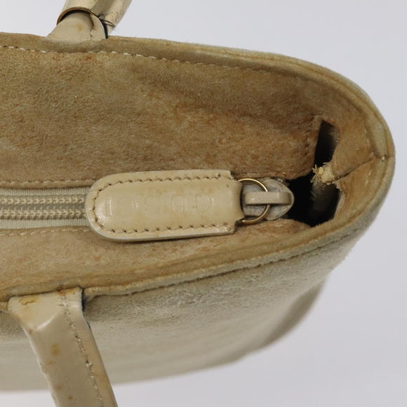 GUCCI Shoulder Bag Suede Beige Gold Auth BA1297