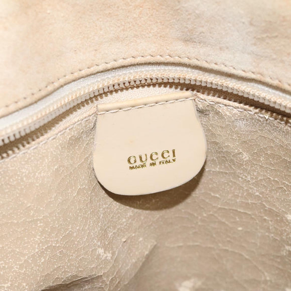 GUCCI Shoulder Bag Suede Beige Gold Auth BA1297
