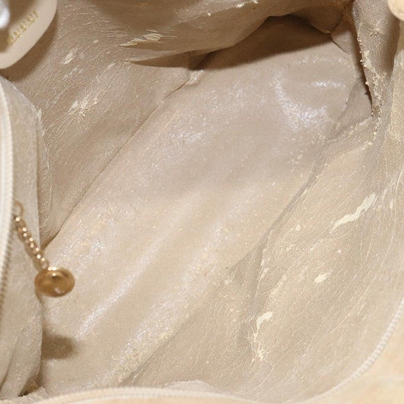 GUCCI Shoulder Bag Suede Beige Gold Auth BA1297