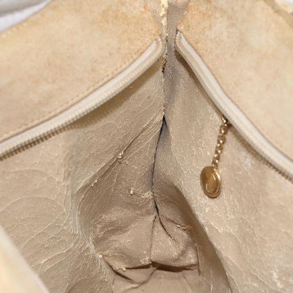 GUCCI Shoulder Bag Suede Beige Gold Auth BA1297