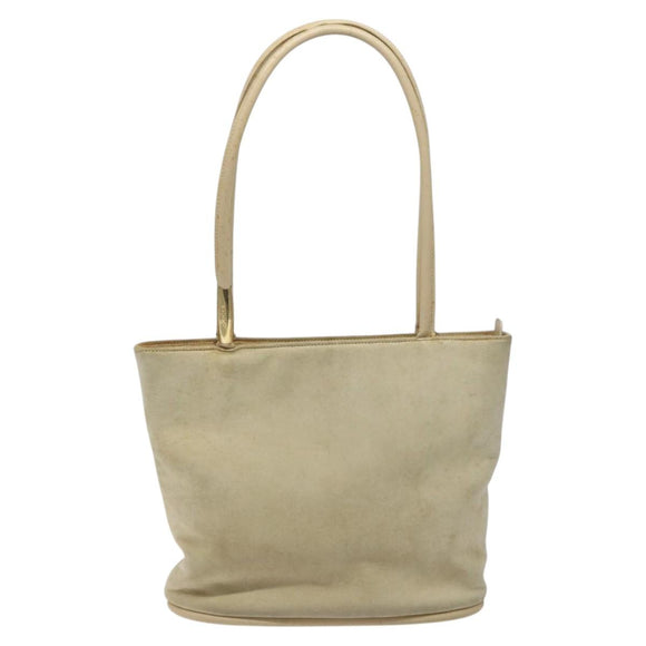 GUCCI Shoulder Bag Suede Beige Gold Auth BA1297