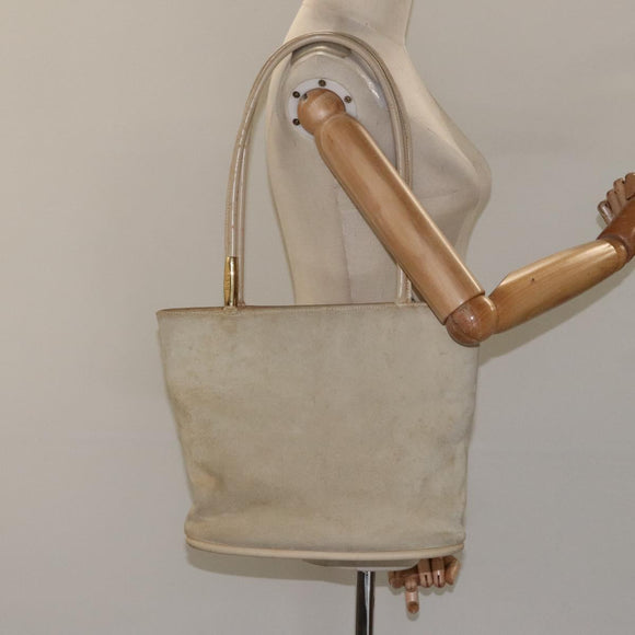 GUCCI Shoulder Bag Suede Beige Gold Auth BA1297