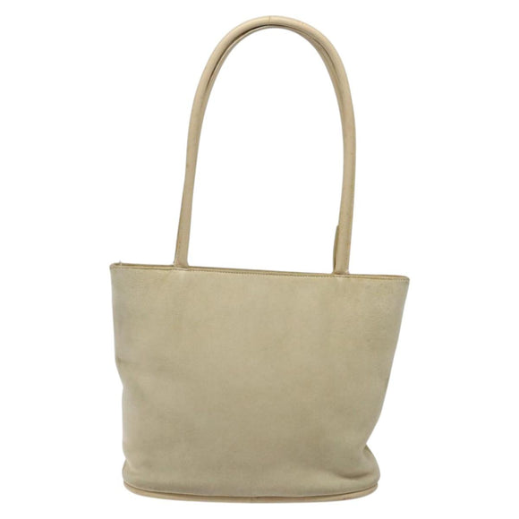 GUCCI Shoulder Bag Suede Beige Gold Auth BA1297