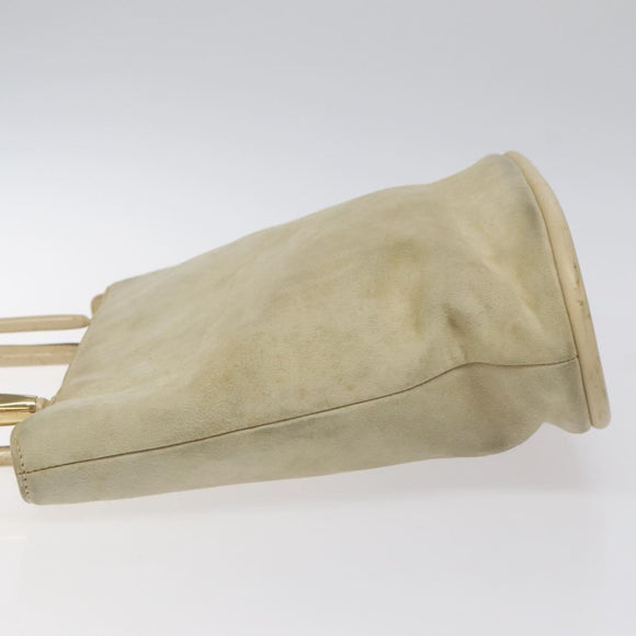 GUCCI Shoulder Bag Suede Beige Gold Auth BA1297