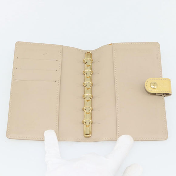 LOUIS VUITTON Vernis Agenda PM Tagesplaner Hülle Beige R21001 LV Auth BA12970A