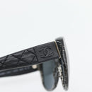 CHANEL Matelasse Sunglasses Plastic Lamb Skin Black CC Auth BA12975M-4