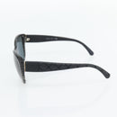 CHANEL Matelasse Sunglasses Plastic Lamb Skin Black CC Auth BA12975M-5