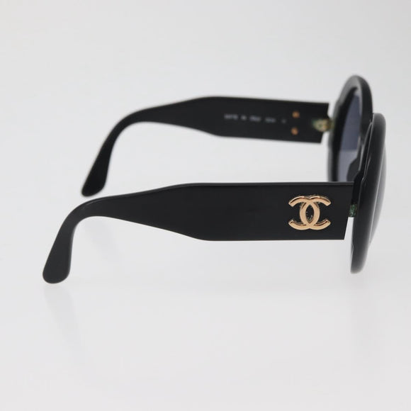 CHANEL COCO Mark Sunglasses plastic Black CC Auth BA12977