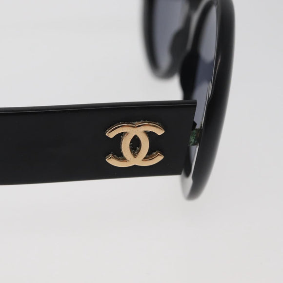 CHANEL COCO Mark Sunglasses plastic Black CC Auth BA12977