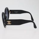 CHANEL COCO Mark Sunglasses plastic Black CC Auth BA12977-8