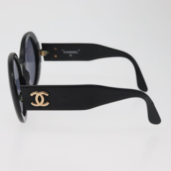 CHANEL COCO Mark Sunglasses plastic Black CC Auth BA12977