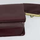 Christian Dior Chain Shoulder Bag Leather Wine Red Gold Auth BA1298-14