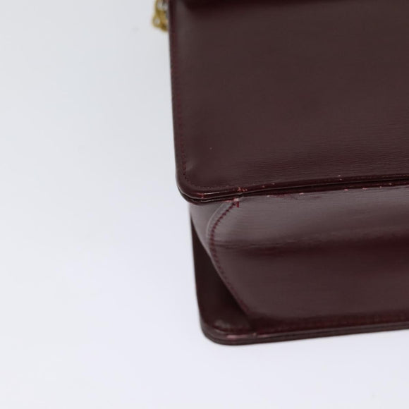 Christian Dior Chain Shoulder Bag Leather Wine Red Gold Auth BA1298