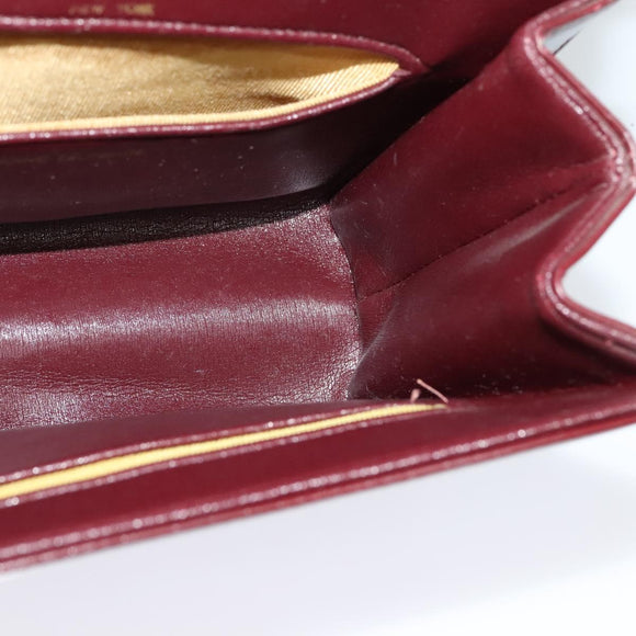 Christian Dior Chain Shoulder Bag Leather Wine Red Gold Auth BA1298